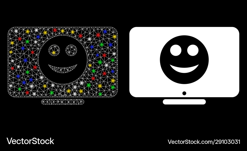 Flare mesh network display smile icon with Flare mesh network display smile icon with vector image