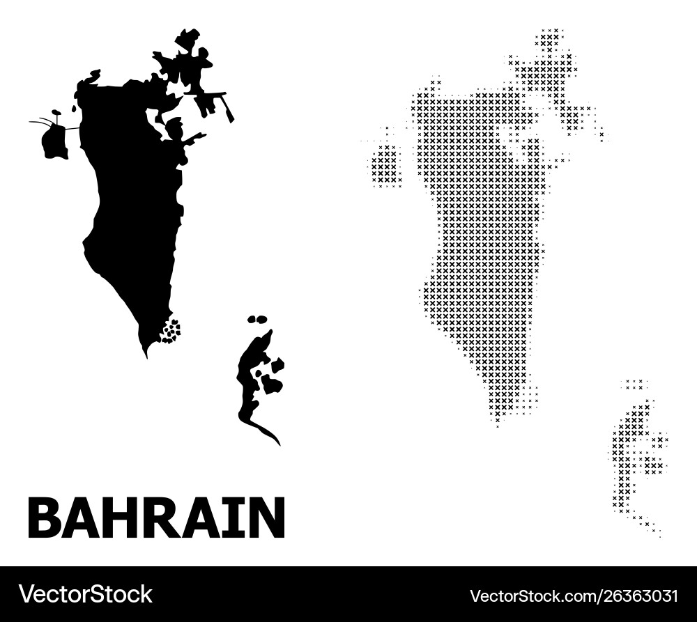 Halftone pattern and solid map bahrain vector image