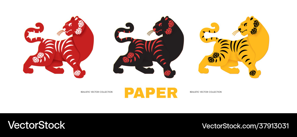 Happy chinese new year 2022 tiger set animal Happy chinese new year 2022 tiger set animal vector image