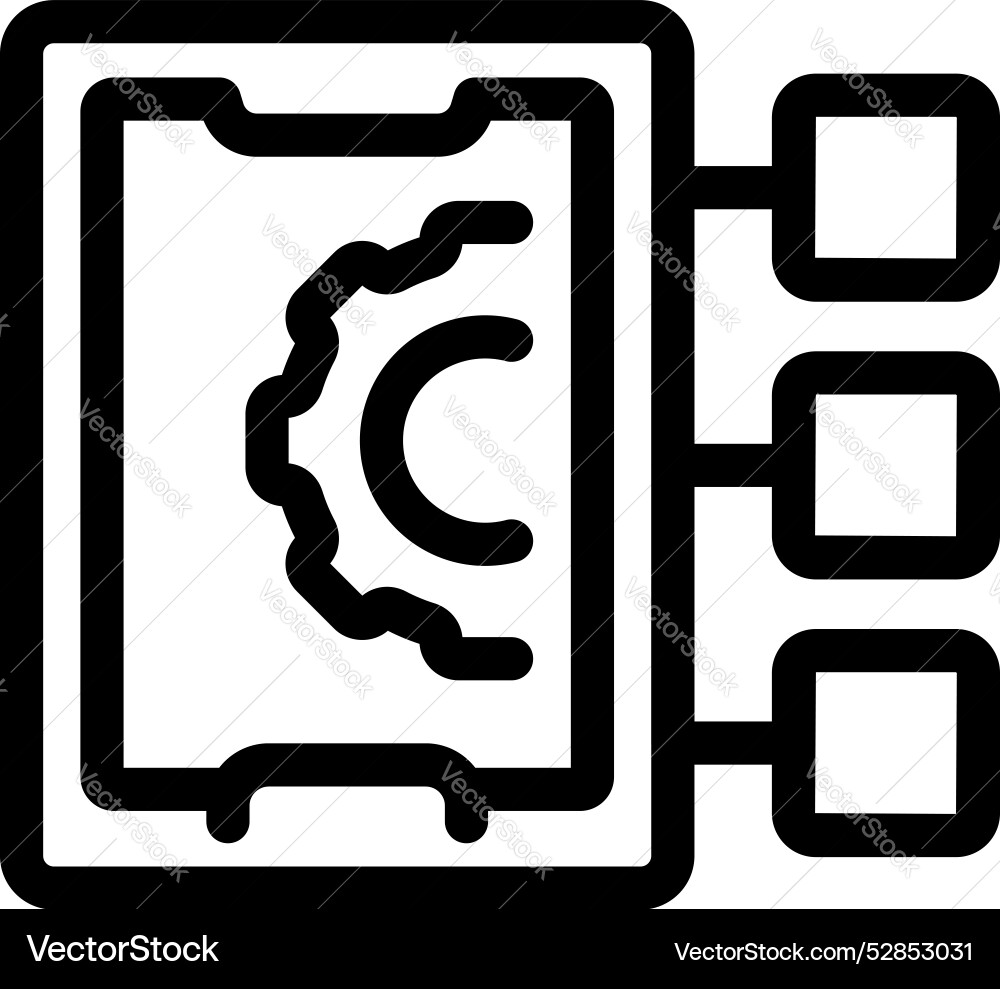 Mobile phone displaying processing system Mobile phone displaying processing system vector image