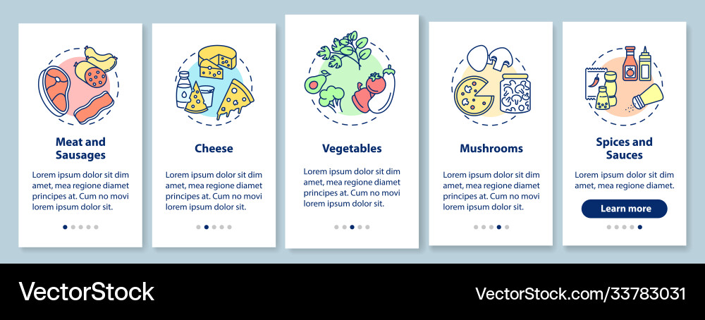 Pizza constructor onboarding mobile app page Pizza constructor onboarding mobile app page Vector Image