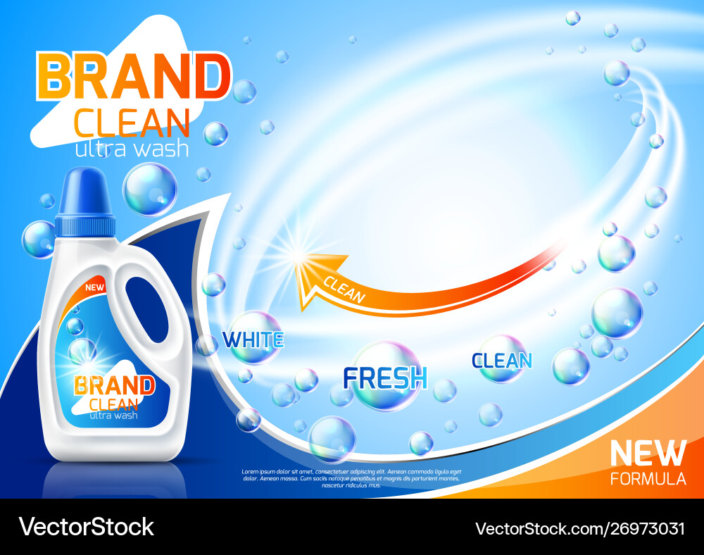 Realistic 3d laundry detergent ad mockup Realistic 3d laundry detergent ad mockup vector image
