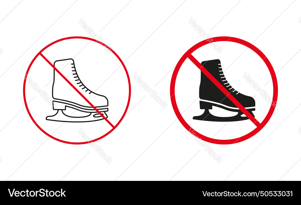 Rink area recreation warning sign set figure Vector Image