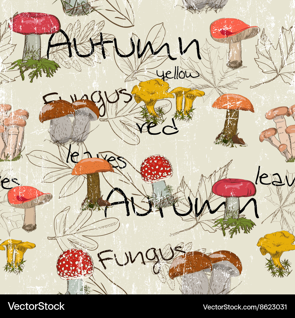 Seamless texture with autumn pattern vector image
