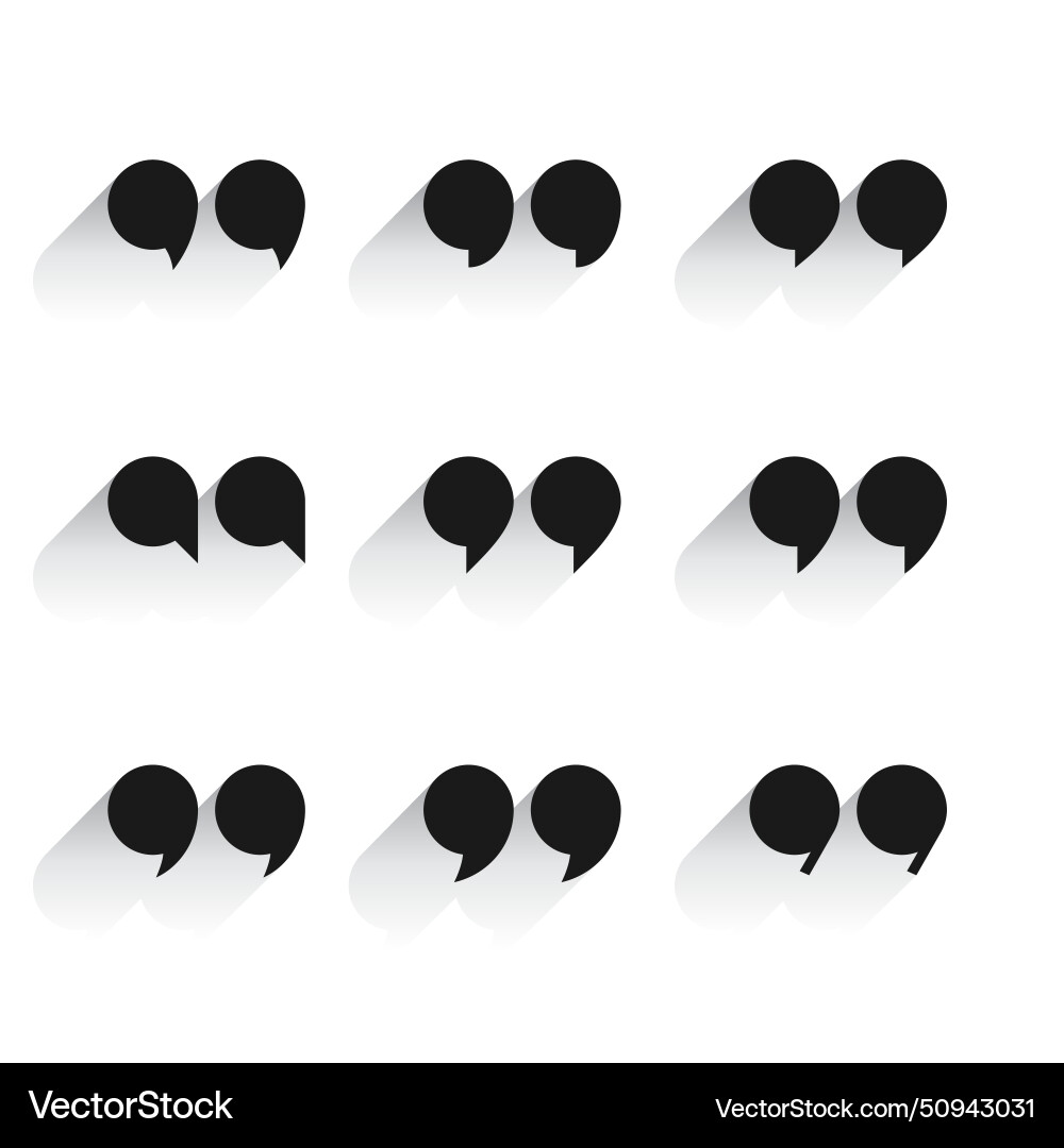 Set of double inverted comma sign background vector image