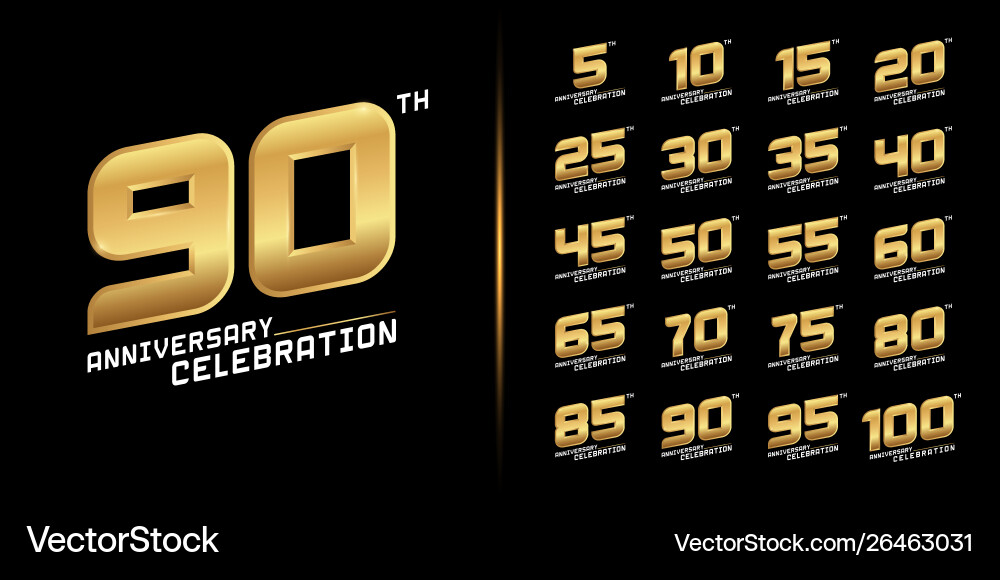 Set Premium-Jubiläum-Logotyp golden Set Premium-Jubiläum-Logotyp golden vektorbild