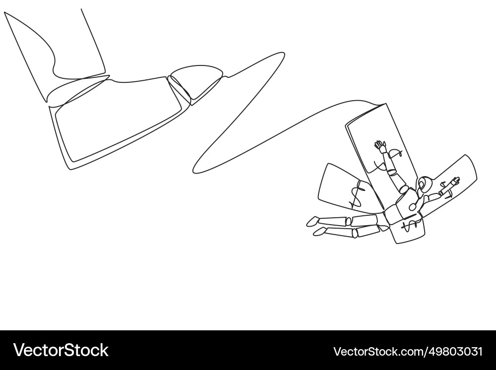 Single one line drawing robot flying using Single one line drawing robot flying using vector image