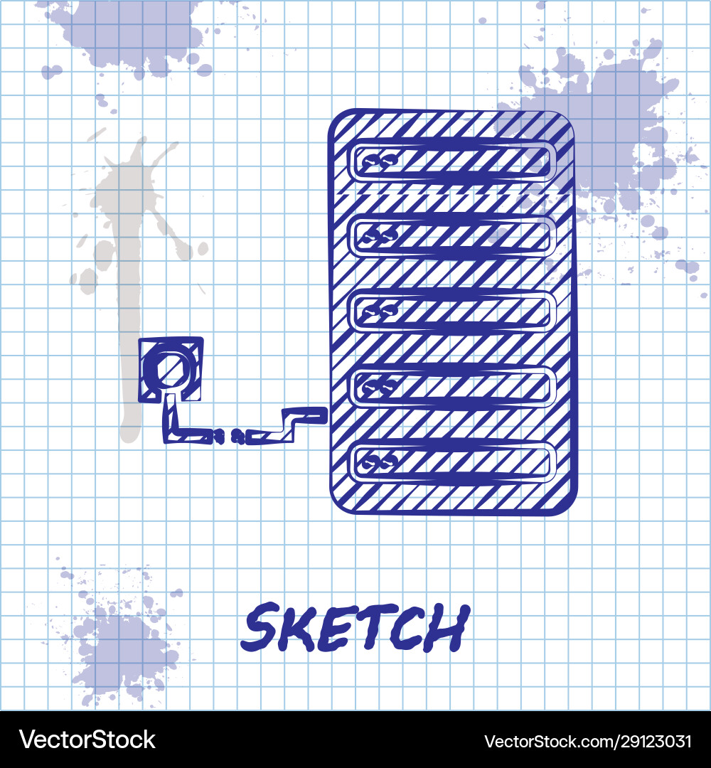 Sketch line server icon isolated on white Sketch line server icon isolated on white vector image