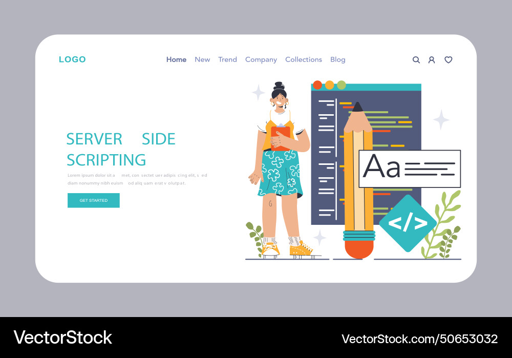 Back-end development web banner or landing page Back-end development web banner or landing page Vector Image