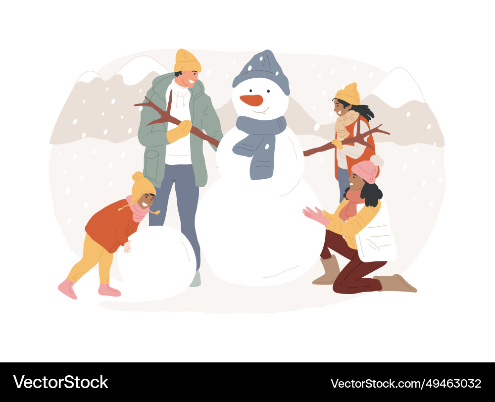 Building a snowman isolated concept Building a snowman isolated concept Vector Image