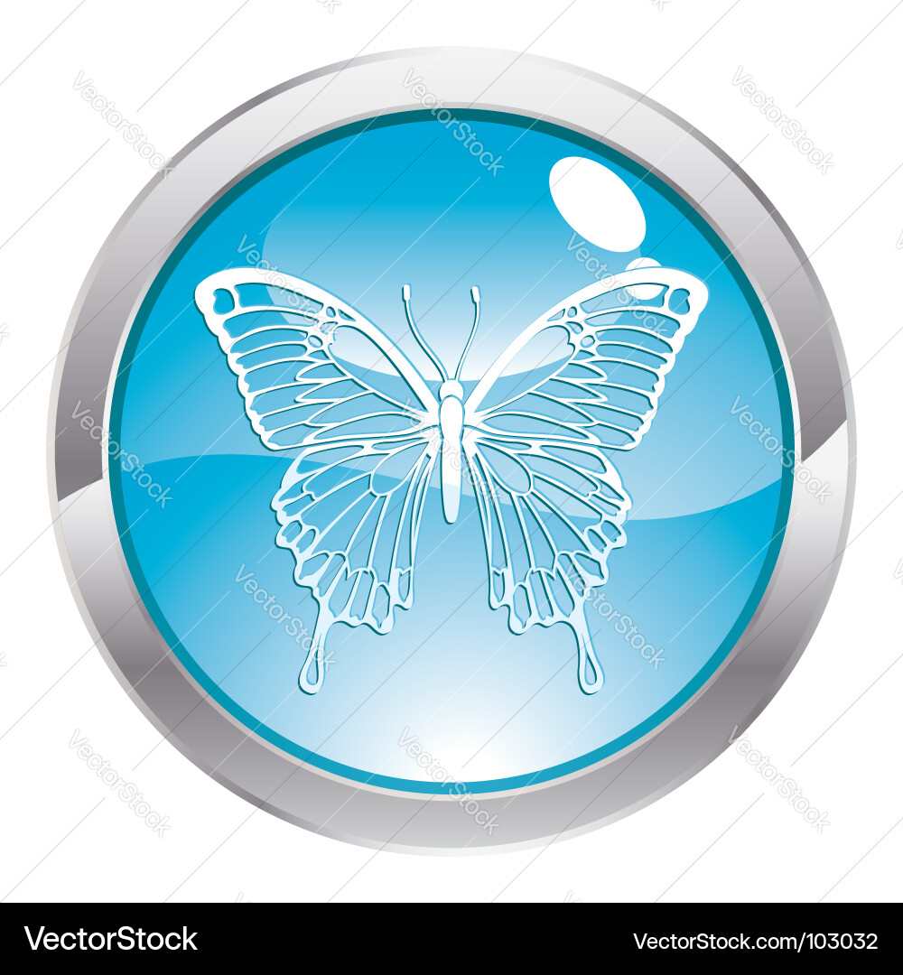 Button with butterfly Vector Image
