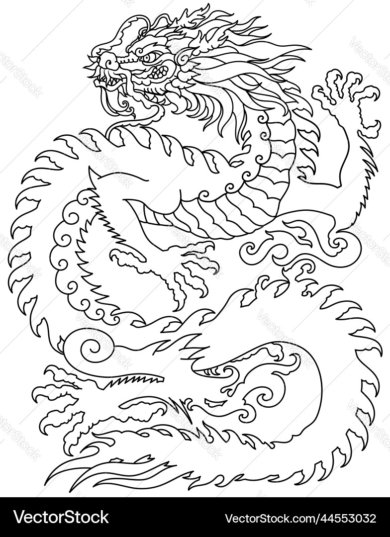 Chinesischer Drachen Silhouette Vektorbild