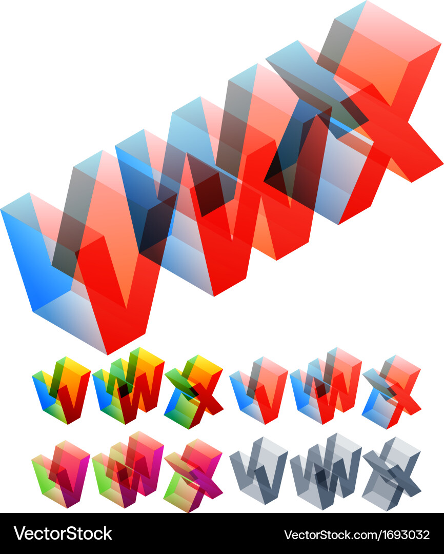 Colored text in isometric view vector image