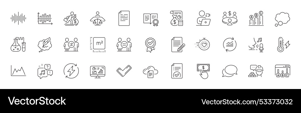Document sound wave and court judge line icons Document sound wave and court judge line icons vector image