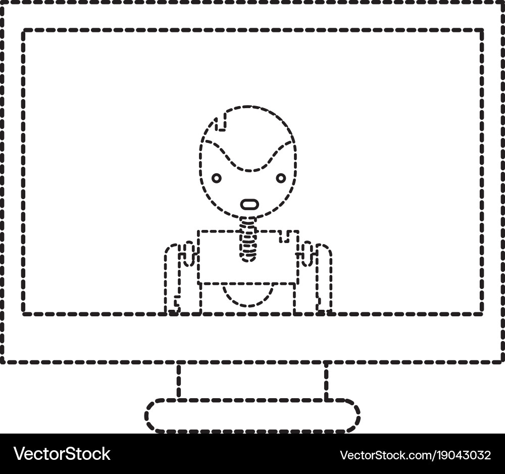 Dotted shape computer technology with screen vector image