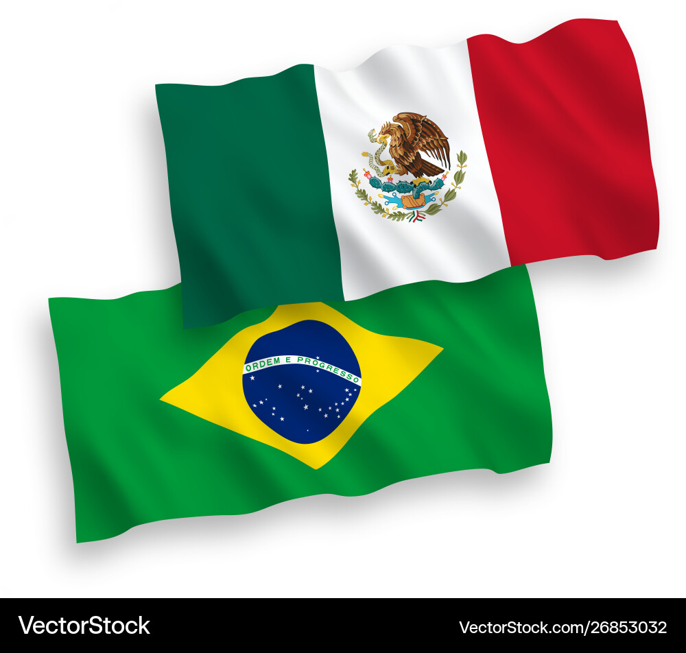 Flags mexico and brazil on a white background Flags mexico and brazil on a white background vector image
