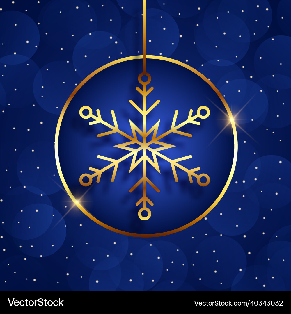 Gold Snowflake Background with Sparkle Vector Image