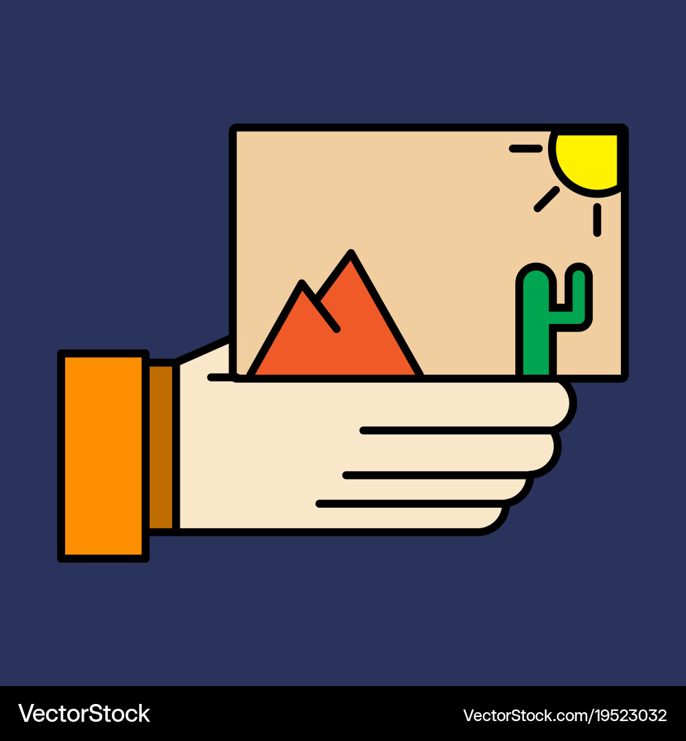 Hand holds photos icon multimedia photo album Vector Image
