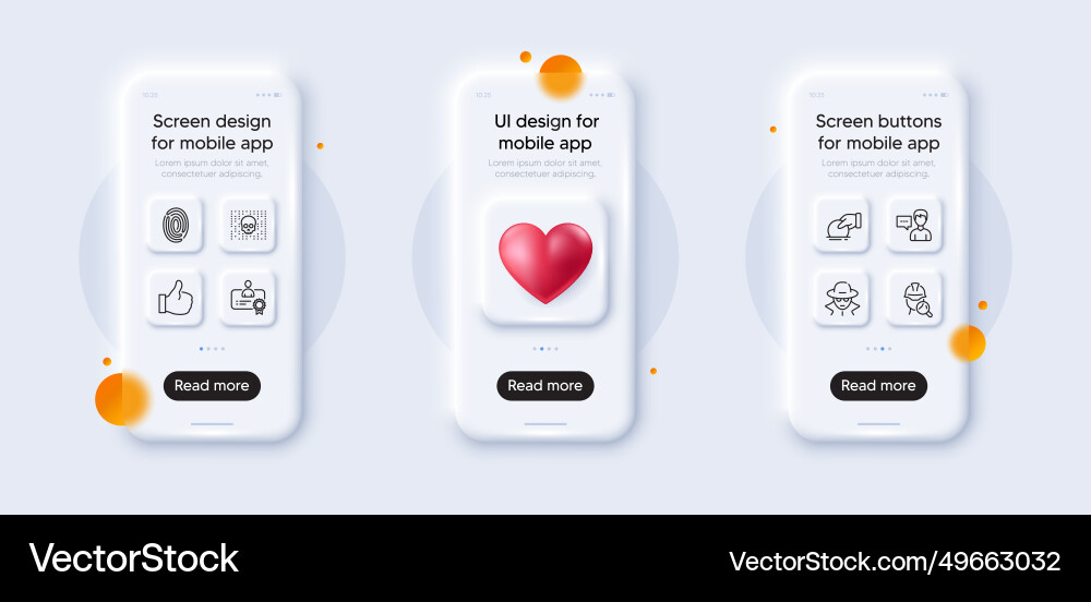 Inspect like and fraud line icons pack for web Inspect like and fraud line icons pack for web vector image
