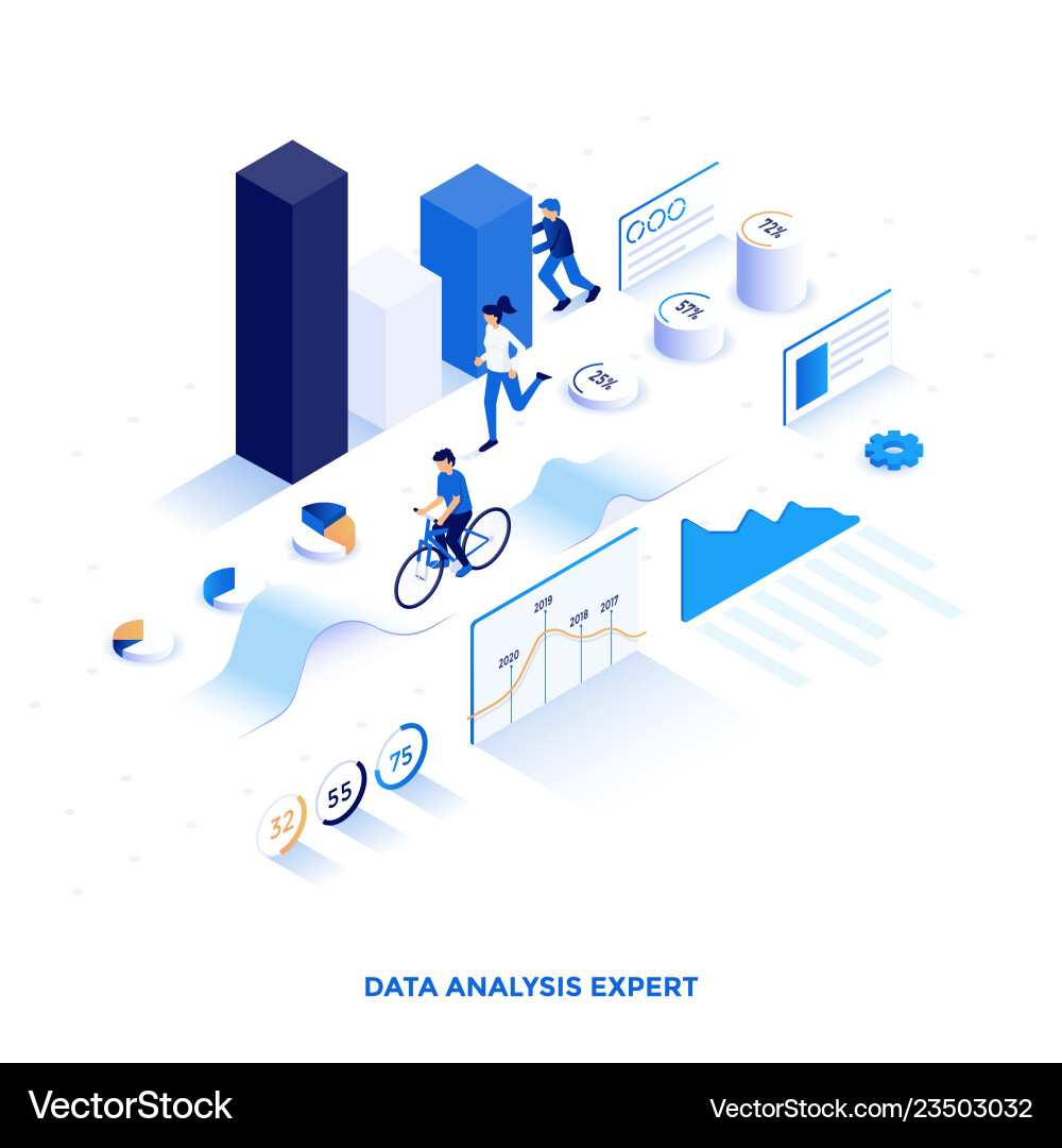 Isometric Data Analysis Expert vector image