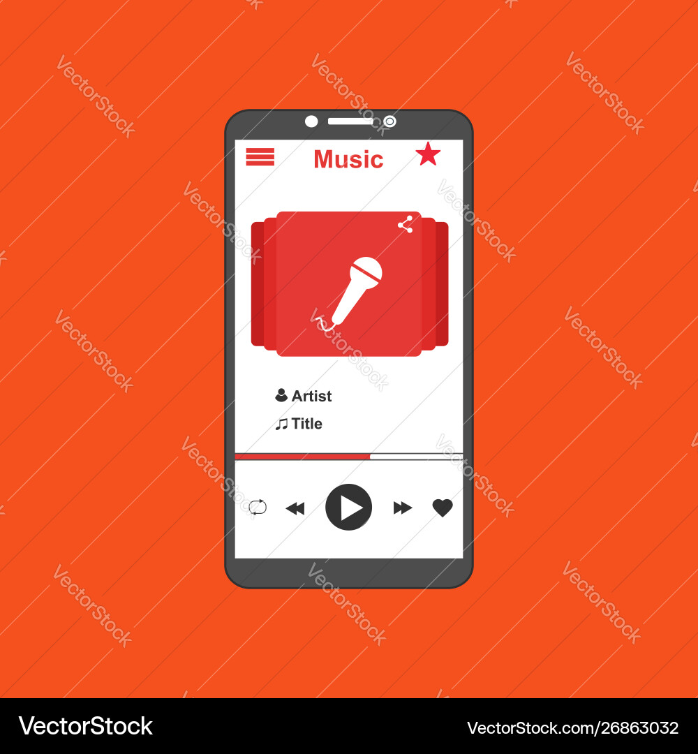 Media player application app template with flat Media player application app template with flat Vector Image
