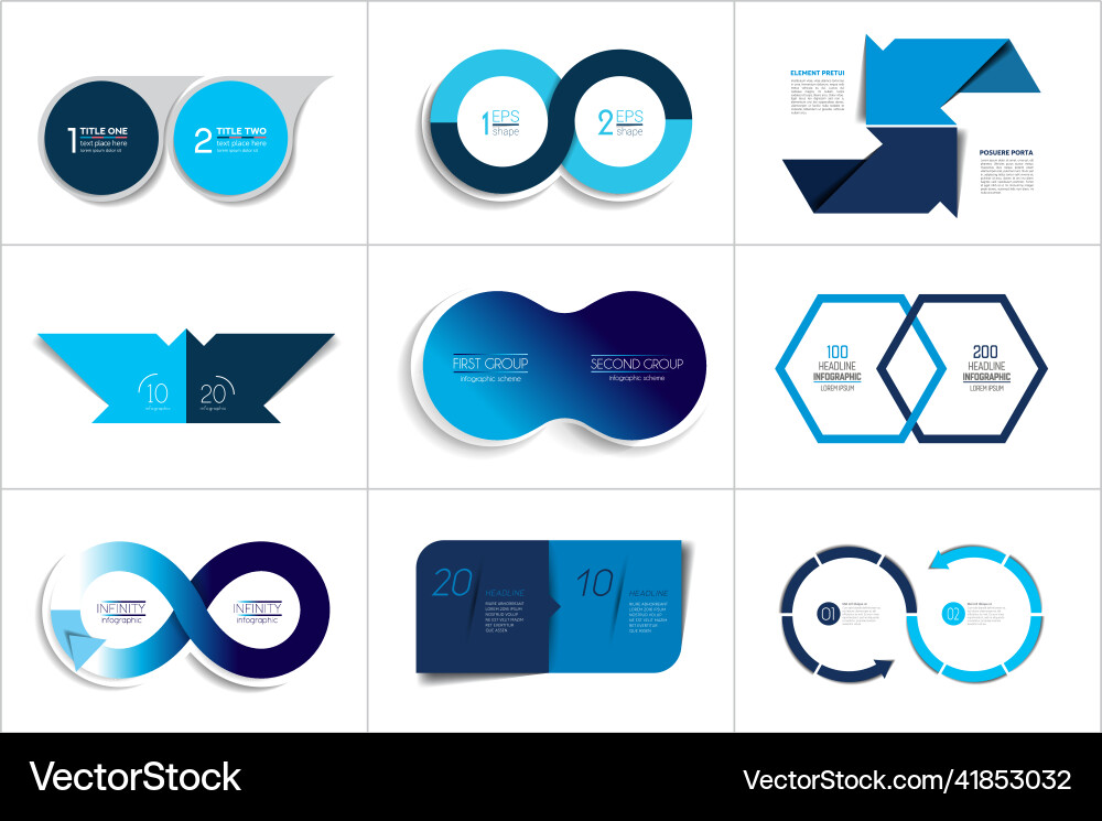 Mega set of two elements steps chart diagram Vector Image