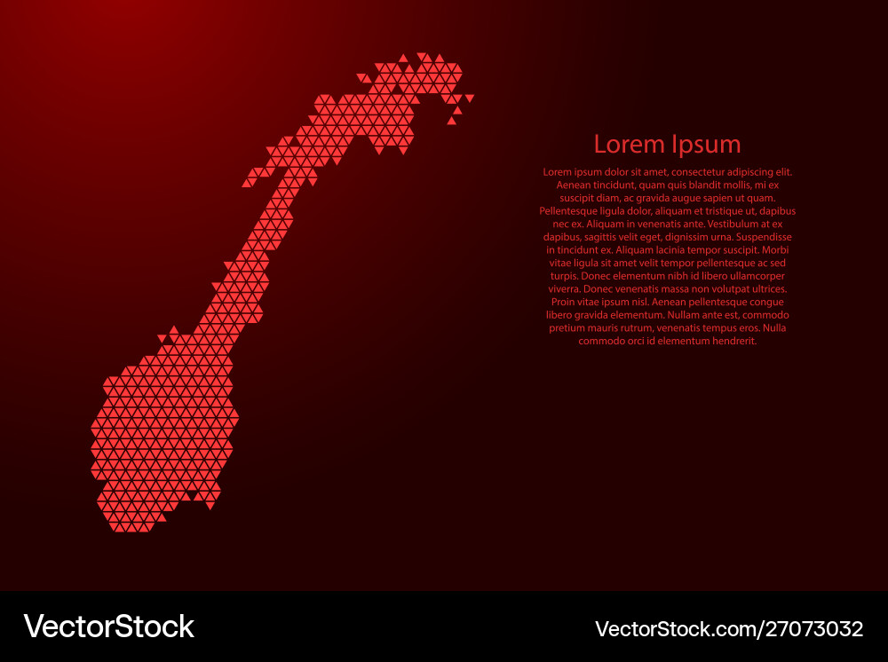 Norway map abstract schematic from red triangles Norway map abstract schematic from red triangles vector image