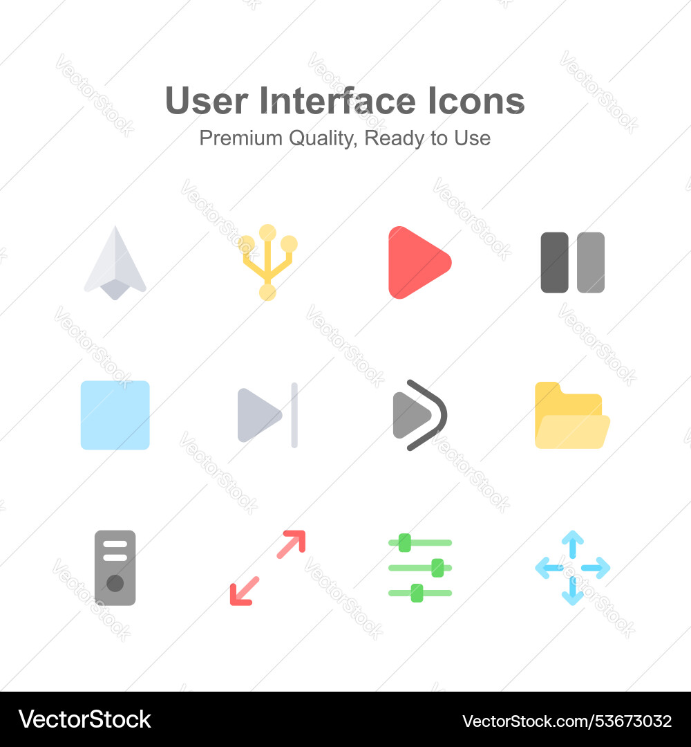 Pixel perfect user interface icons set isolated vector image