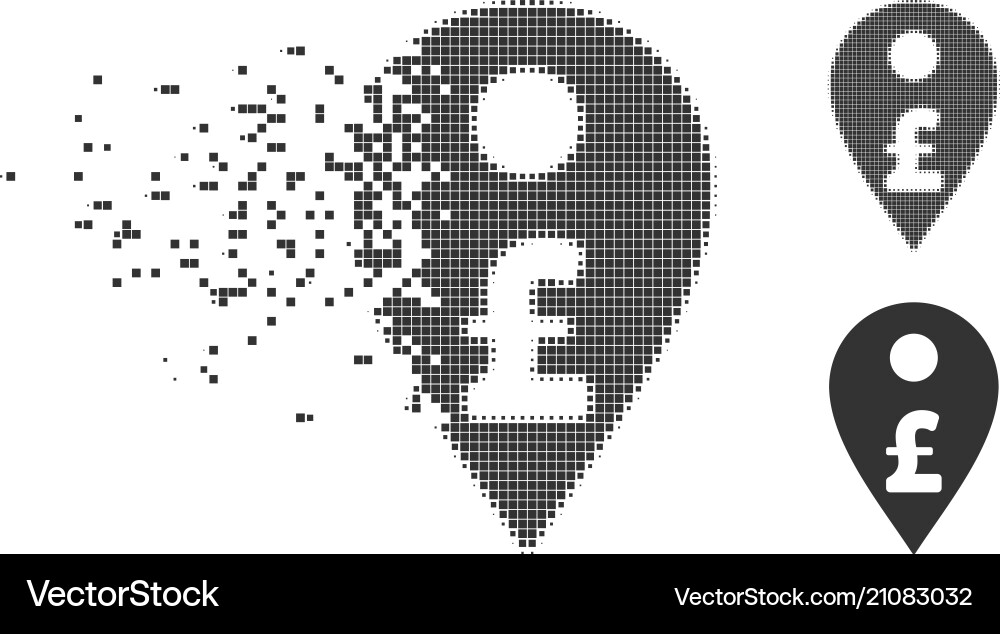 Pound map marker decomposed pixel halftone icon Pound map marker decomposed pixel halftone icon vector image