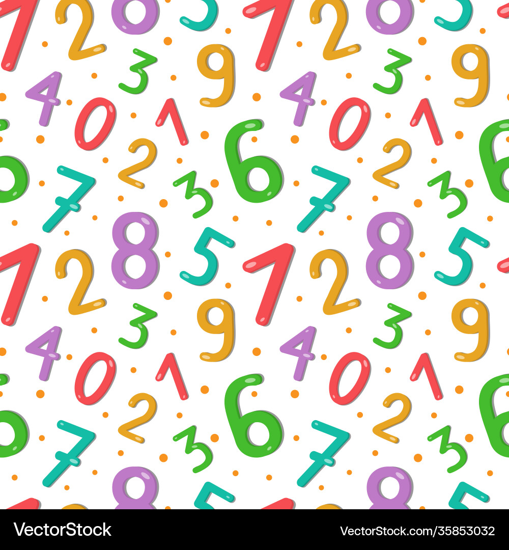 Seamless pattern with a set colored numbers Vector Image