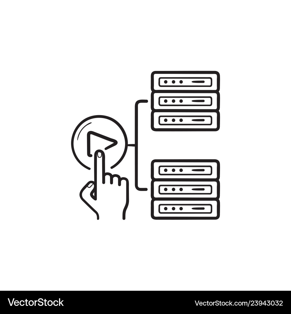Server network and click installer hand drawn Vector Image