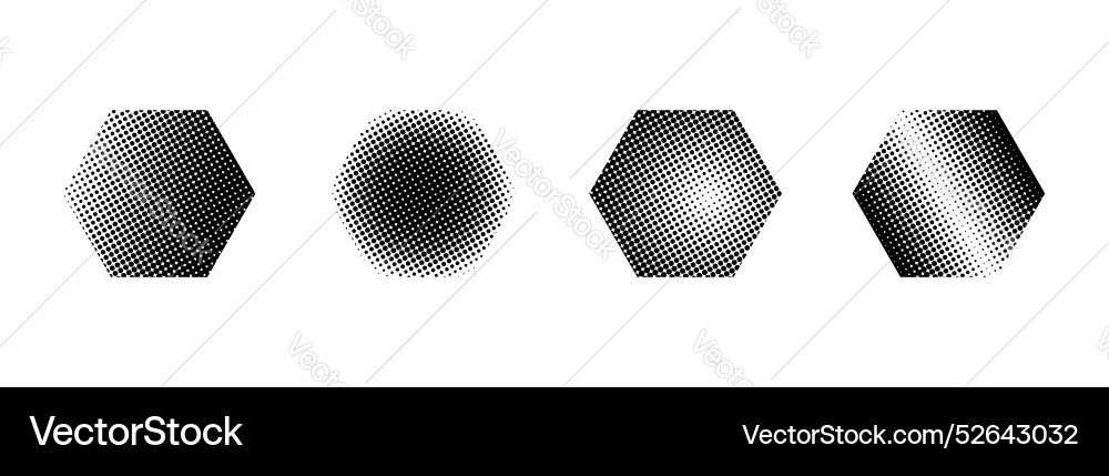 Set of geometric halftone effect pattern element Vector Image