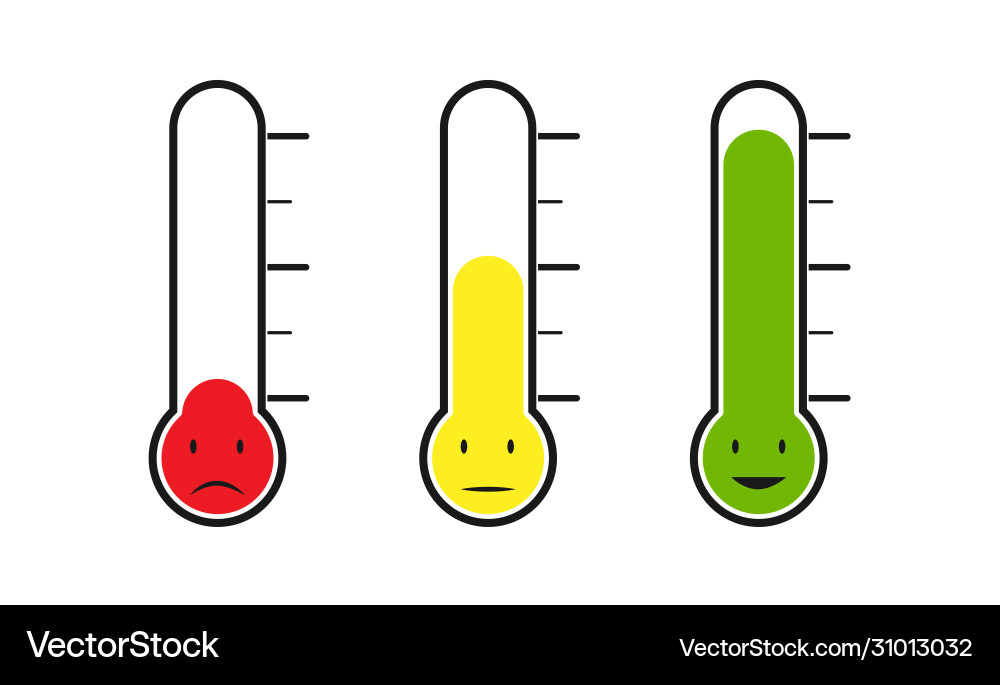Set thermometer with different temperature vector image