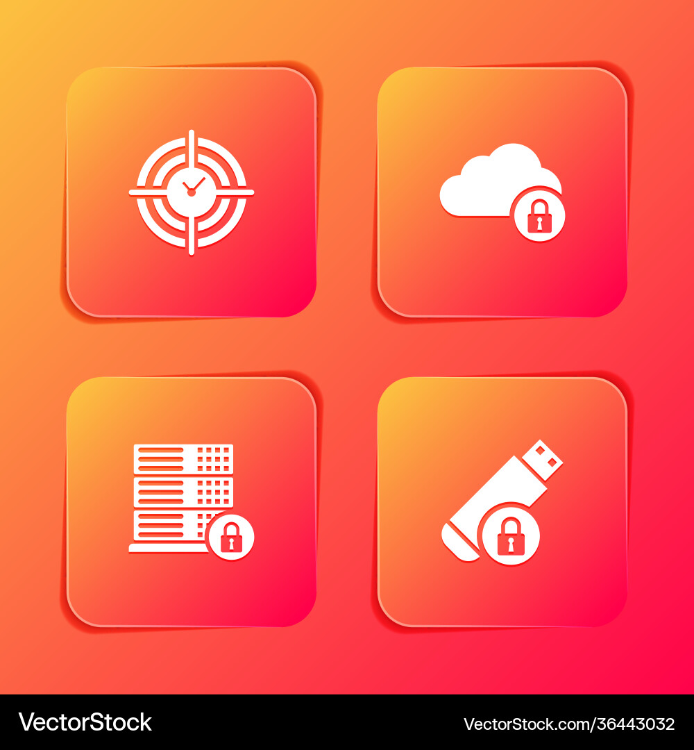 Set time management cloud computing lock server vector image