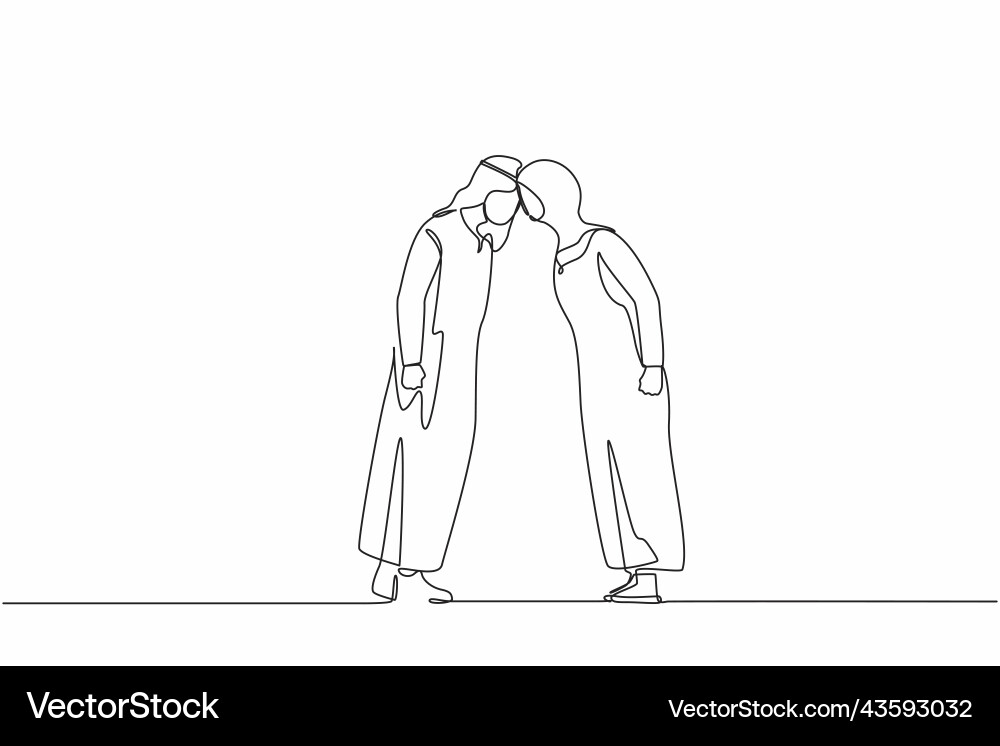 Single continuous line drawing arab man and woman Single continuous line drawing arab man and woman Vector Image