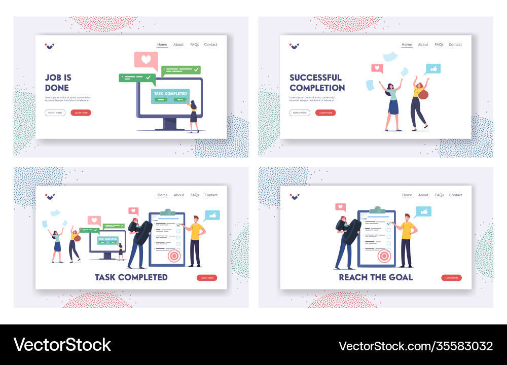 Task Completion Landing Page vector image