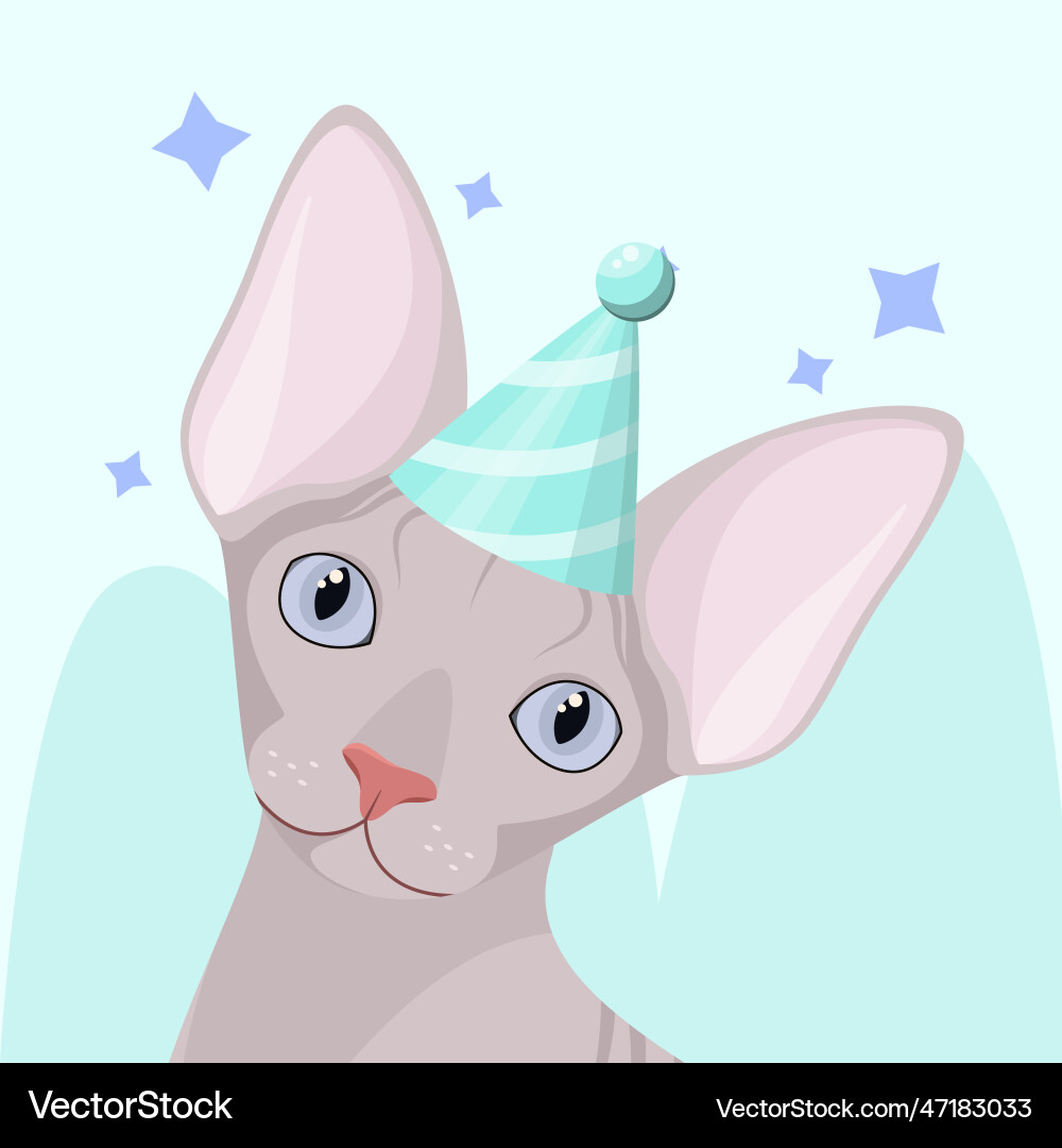 A sphinx cat with festive cap Vector Image