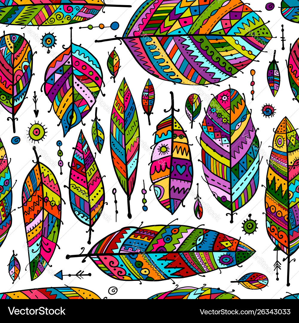 Art feathers collection seamless pattern for your Art feathers collection seamless pattern for your vector image