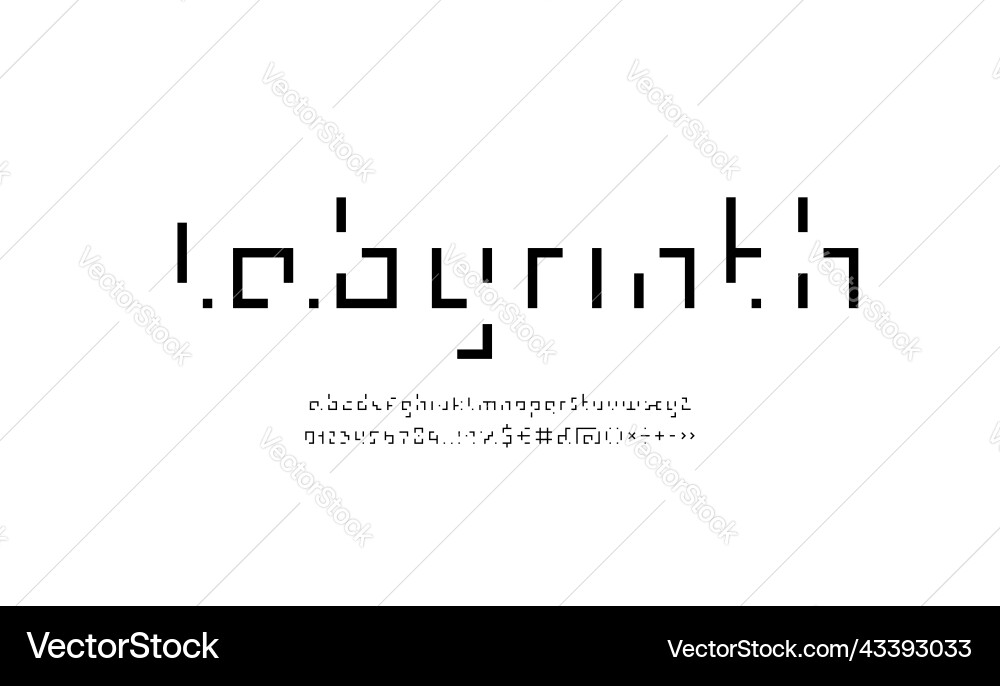 Coding font technology digital alphabet Coding font technology digital alphabet vector image