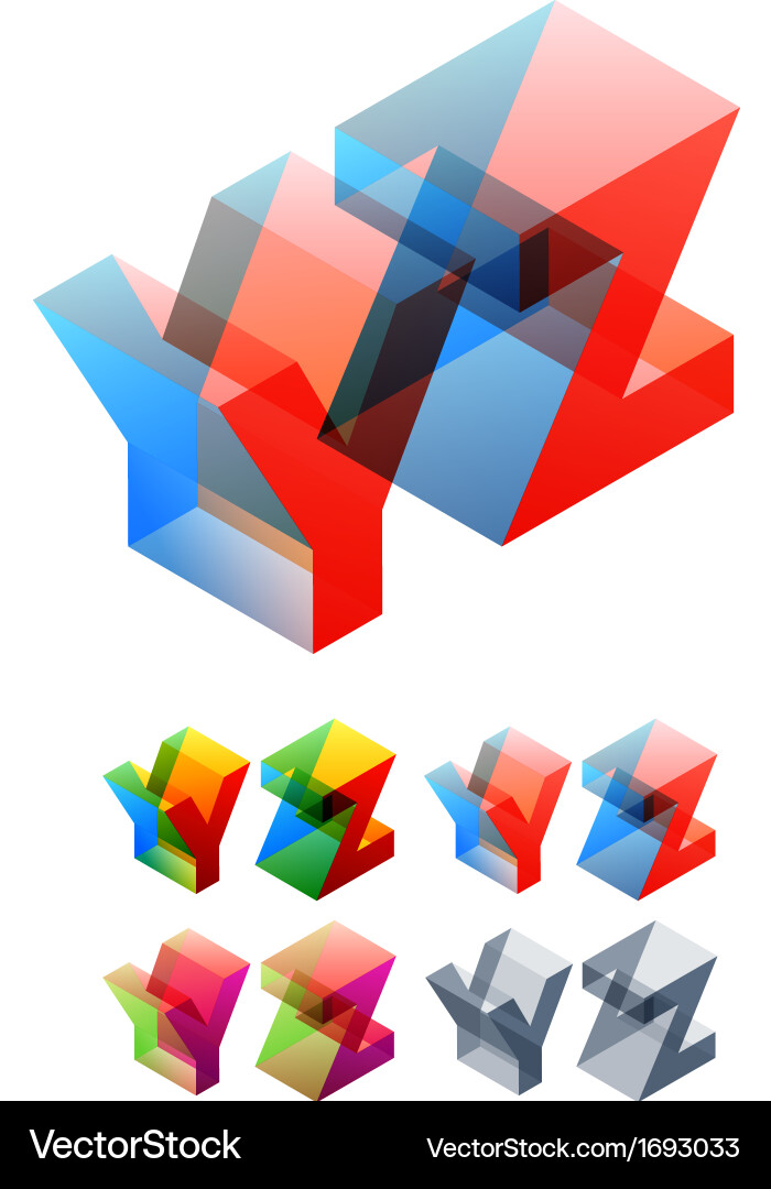 Colored text in isometric view vector image