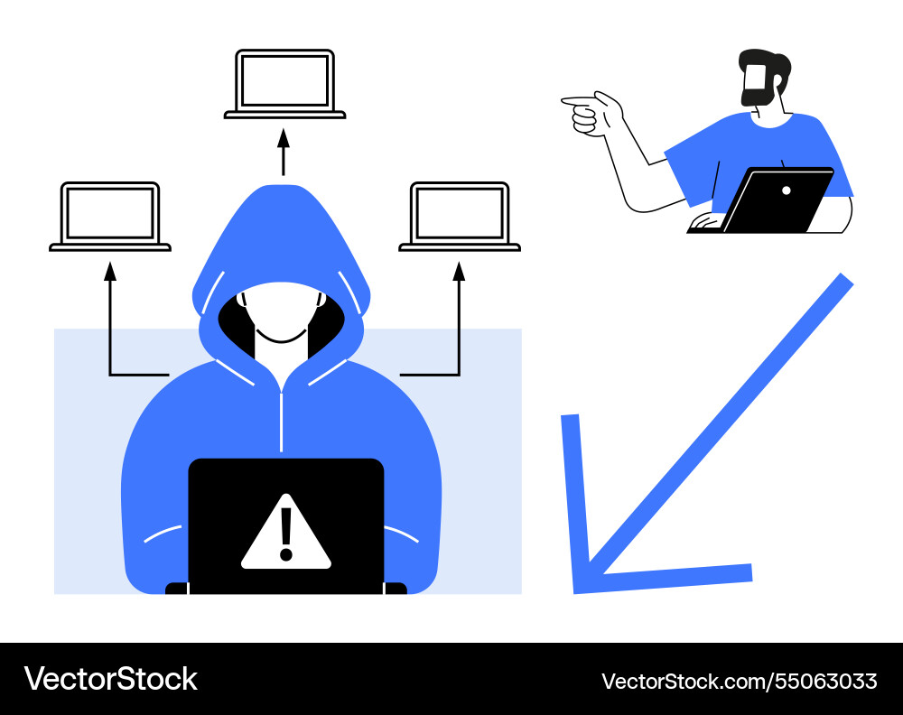 Cybersecurity threat represented by hacker Cybersecurity threat represented by hacker vector image