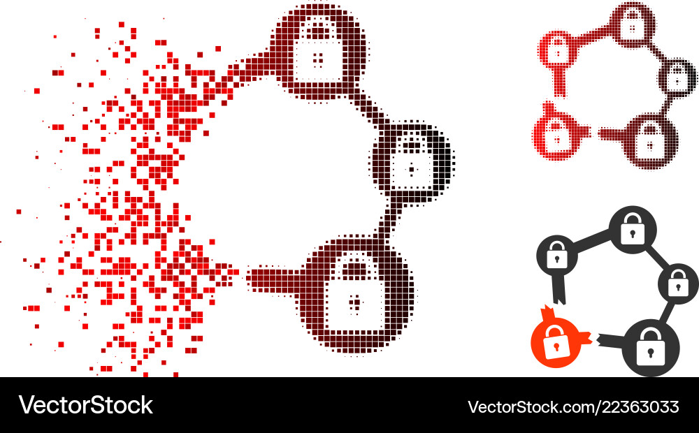 Disintegrating pixelated halftone broken Disintegrating pixelated halftone broken Vector Image