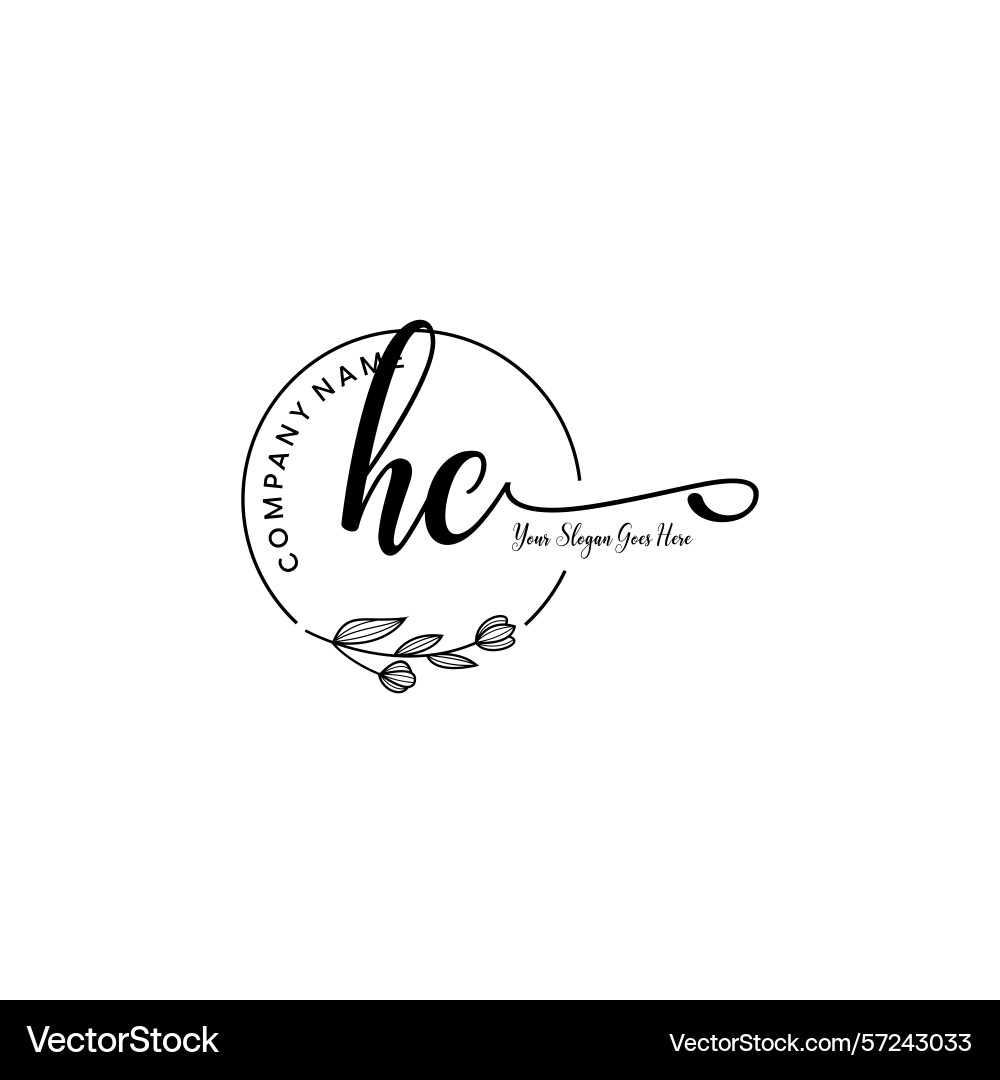 Elegant hc initial logo design with botanical Vector Image