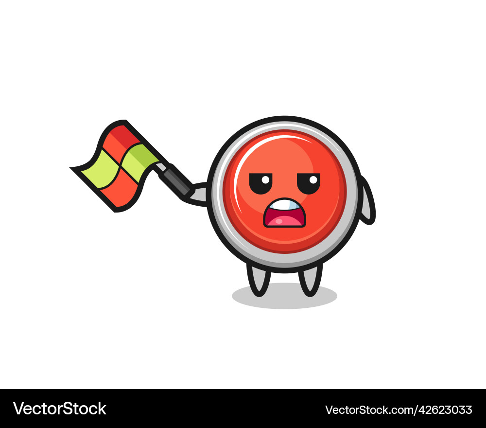 Emergency panic button cartoon as the line judge Vector Image