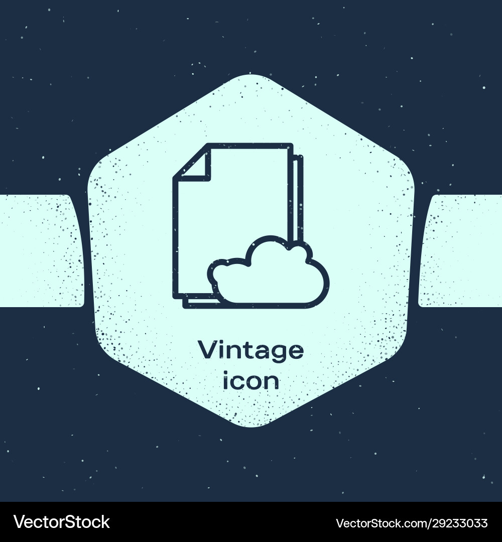 Grunge line cloud storage text document icon Vector Image