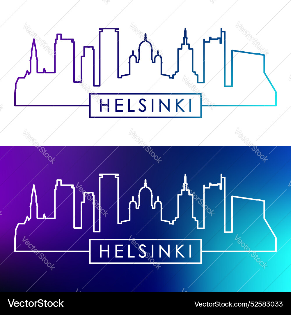 Helsinki finland skyline colorful linear style Vector Image