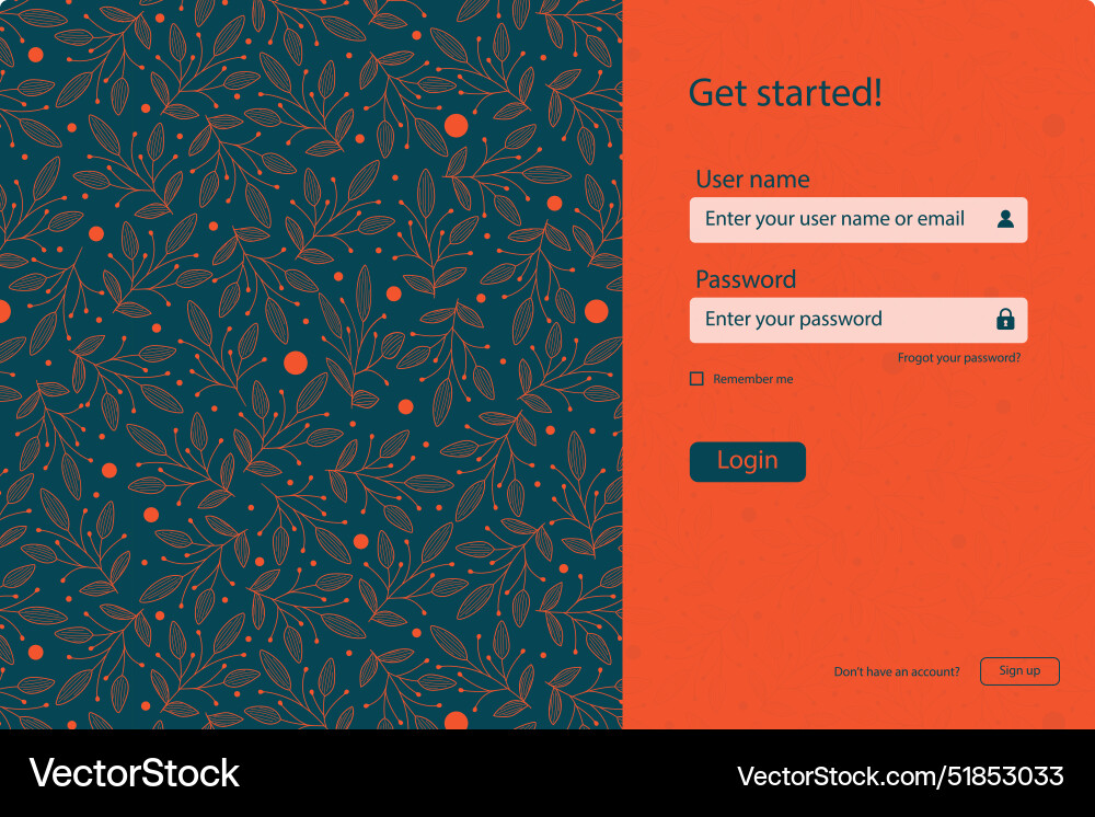 Login screen landing page design ui Login screen landing page design ui Vector Image
