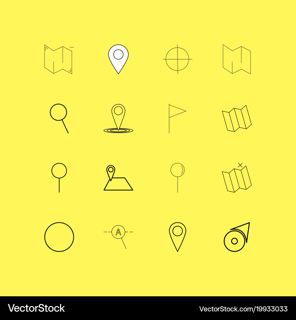 Map and navigation linear icon set simple outline Vector Image