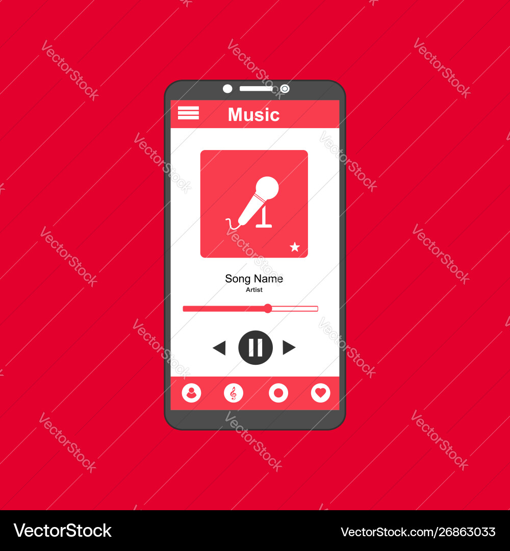 Media player application app template with flat Vector Image