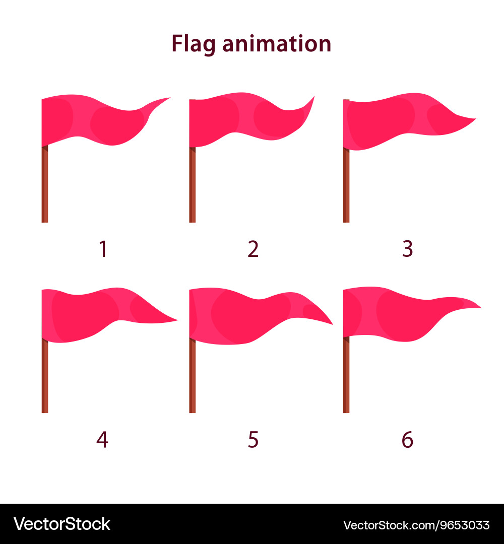Red Flag Animation Sprites - Waving Triangle vector image